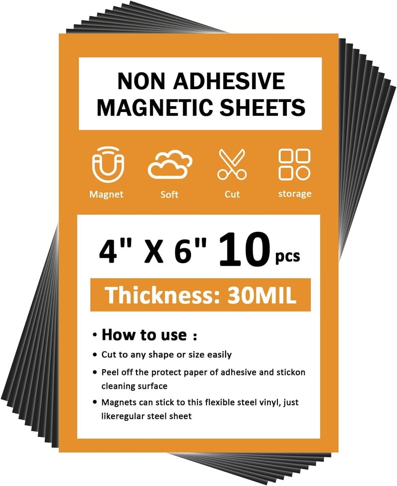 STTMGN 4''x6'' Flexible Plain Magnet Sheets,10PCS 30Mil,Rubber Non-Adhesive Magnetic Sheet for Die Storage,Business Signage,Car,Sticker,Craft Product,Souvenir,Refrigerator Sticker - Image 1